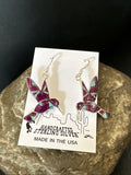 Purple Sugilite Opal Hummingbird Dangle Earrings | Sterling Silver | Authentic Native American Handmade | 18551