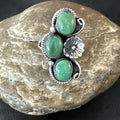 Yazzie Ring Green Turquoise Navajo Cluster Size 8 | Sterling Silver | Authentic Native American Handmade | 19243