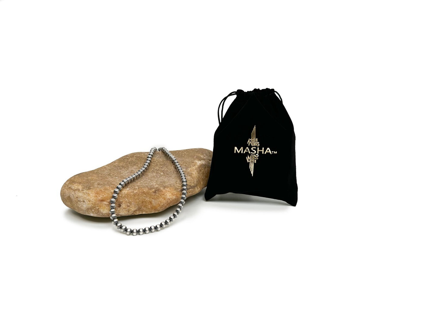 Native American 7mm Sterling Silver Navajo Pearls 16" Single Strand Necklace