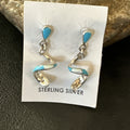 Blue Turquoise Opal Inlay Swirl Navajo Earrings 1.25" | Sterling Silver | Authentic Native American Handmade | 18751
