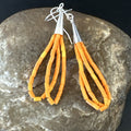 Orange Beads 2 Strands Heishi Liquid Dangle Earrings 2" | Sterling Silver | Authentic Native American Handmade | 18178