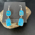 Kingman Turquoise Handmade Navajo Dangle Earrings 1.5" | Sterling Silver | Authentic Native American Handmade | 14010