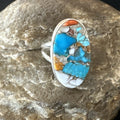 Blue Turquoise Spiny Oyster Southwestern Ring Size 9 | Sterling Silver | Authentic Native American Handmade | 18459
