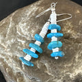 Navajo Blue Kingman Turquoise Nugget Bead Earrings | Sterling Silver | Authentic Native American Handmade | 17845