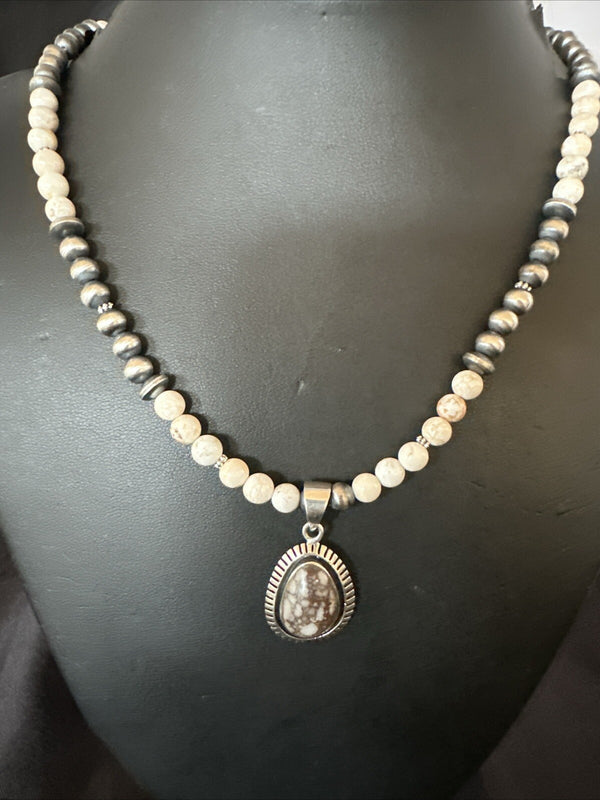 Men's Women Navajo Wild Horse Necklace Pendant 23" | Sterling Silver | Authentic Native American Handmade | 18269