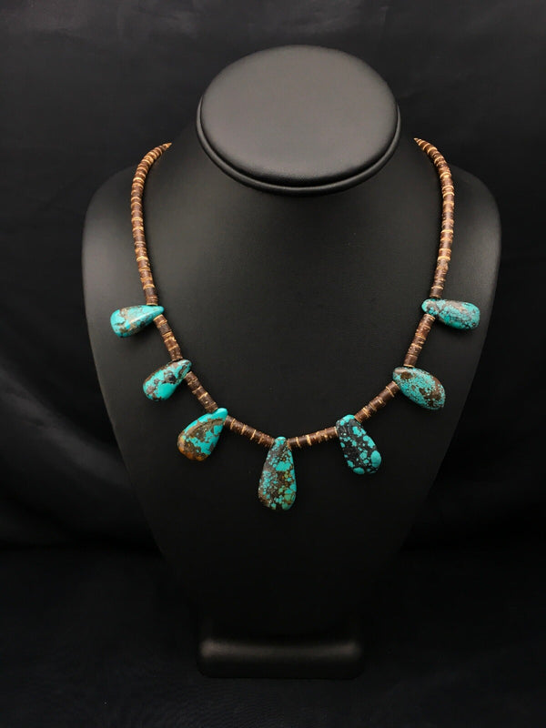 Spiderweb Turquoise Bone Santo Domingo Necklace | Sterling Silver | Authentic Native American Handmade | 4286