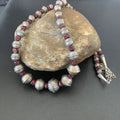 Purple Spiny Oyster Navajo Pearls Bead Necklace | Sterling Silver | Authentic Native American Handmade | 95507