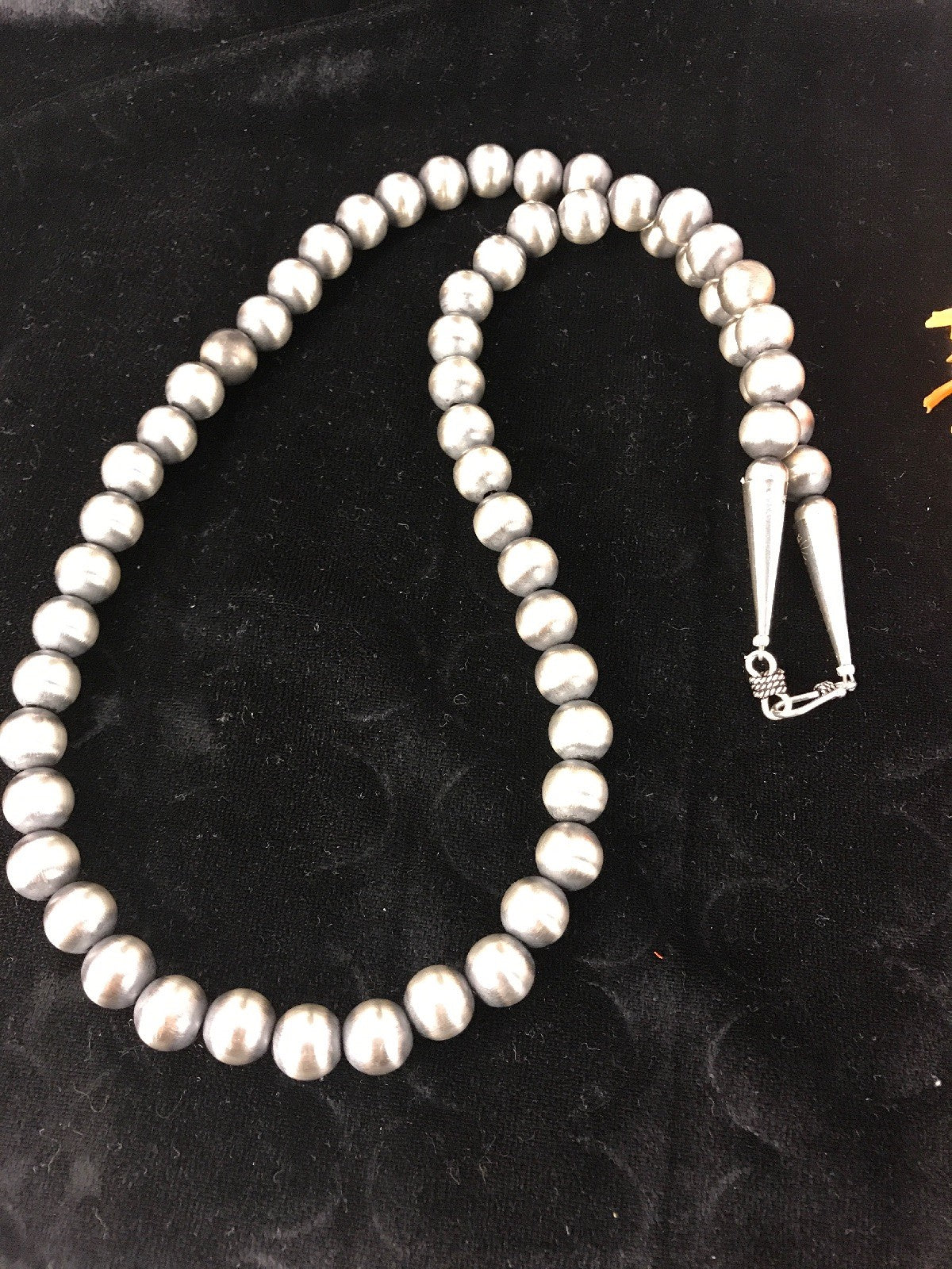Southwestern Navajo Pearls 10 mm Sterling Silver Bead Necklace 20” 91089