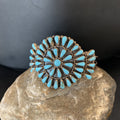 Old Pawn Zuni Handmade Blue Turquoise Cuff Bracelet | Sterling Silver | Authentic Native American Handmade | 12695