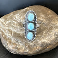 Women Blue Dry Creek Turquoise Navajo Ring Sz 9 | Sterling Silver | Authentic Native American Handmade | 18617