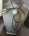 Men's Blue Kingman Turquoise Bolo Tie Navajo | Sterling Silver | Authentic Native American Handmade | 18128