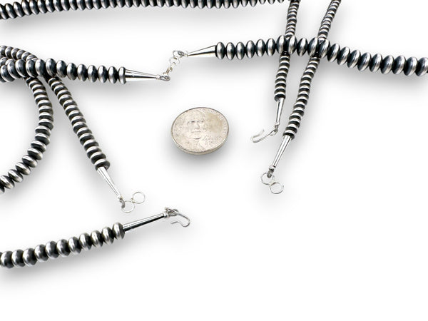 Navajo Pearls Rondelles Saucer Flat Bead Necklace 5mm 21" | Sterling Silver | Authentic Native American Handmade | 97521