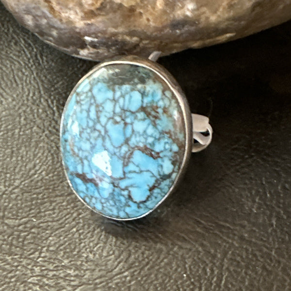 Blue Turquoise#8 Southwestern Ring Size 5 | Sterling Silver | Authentic Native American Handmade | 19727