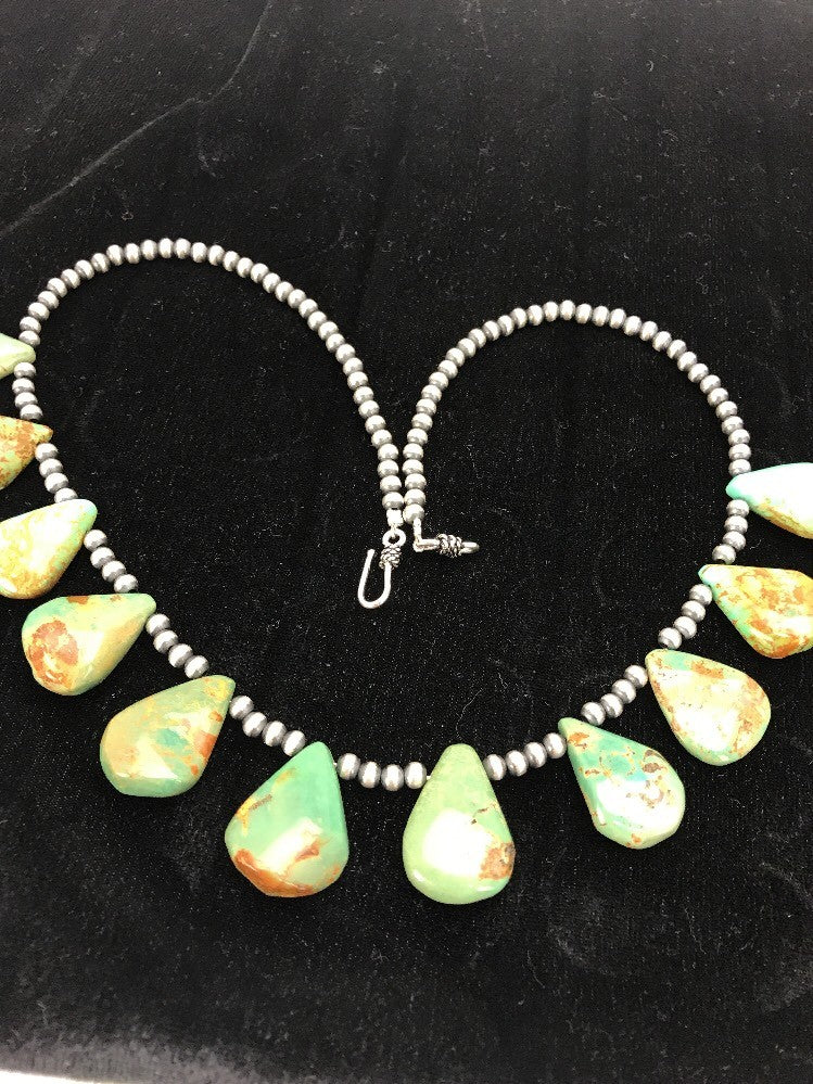 Native American Navajo Pearls St Silver Royston Turquoise Necklace 10072