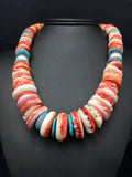 Spiny Oyster Graduated Necklace Navajo 20" | Sterling Silver | Authentic Native American Handmade | 4177