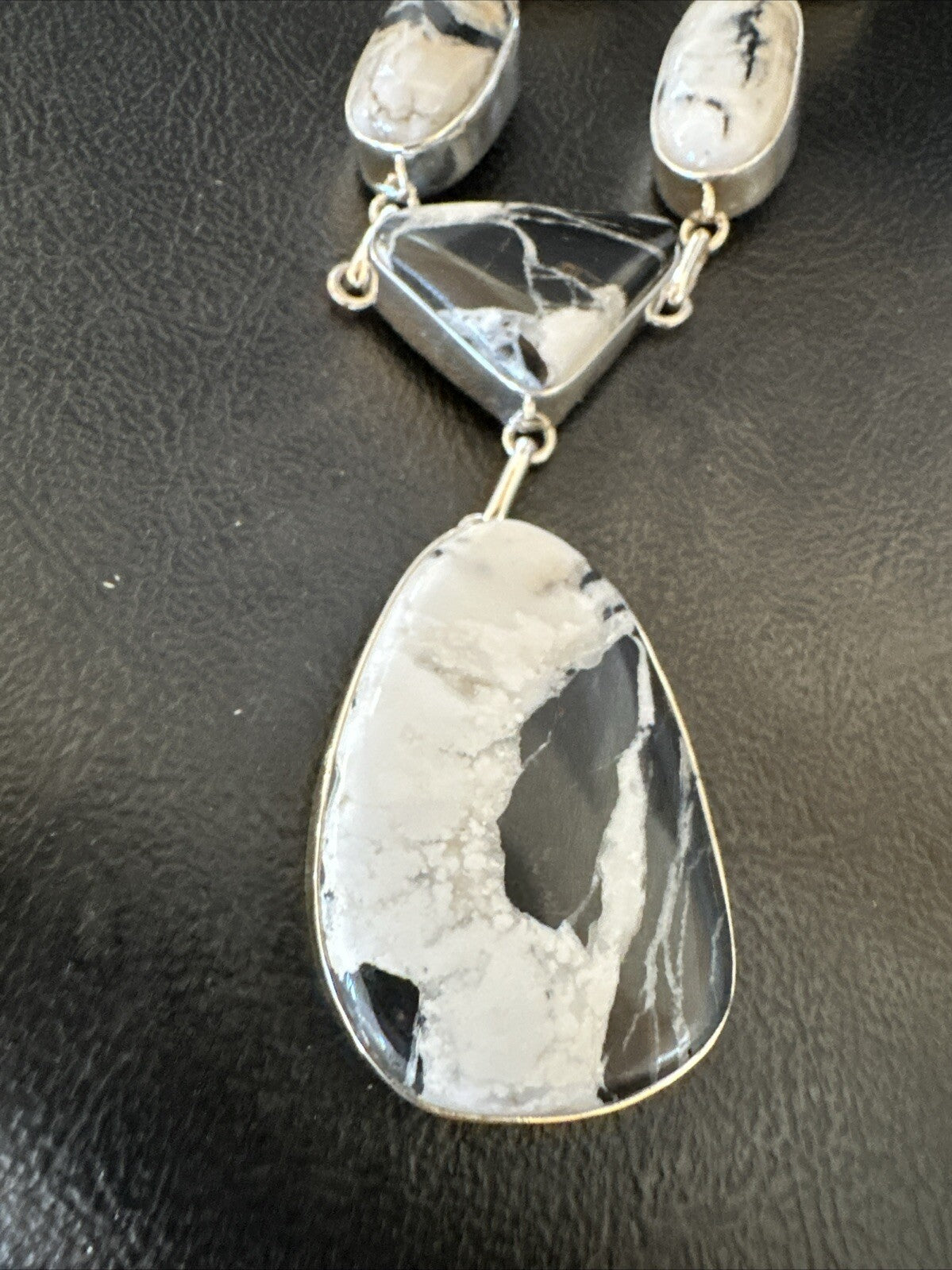 Women White Buffalo Turquoise Lariat Necklace Pendant Sterling Silver 18” 18413