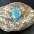 Mohave Navajo Blue Turquoise Ring Sz 7 | Sterling Silver | Authentic Native American Handmade | 18240