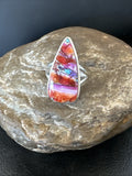 Blue Turquoise Spiny Oyster Southwestern Ring Size 8.5 | Sterling Silver | Authentic Native American Handmade | 18545