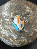 Blue Turquoise Spiny Oyster Southwestern Ring Size 8 | Sterling Silver | Authentic Native American Handmade | 18430