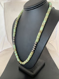 Green Turquoise Stabilized Heishi 8mm Navajo Pearls Necklace 20" | Sterling Silver | Authentic Native American Handmade