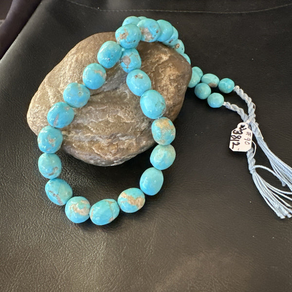 Authentic Blue Sleeping Beauty Graduated Turquoise Nugget Strand 19" | Authentic Native American Handmade | 18590