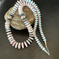 Pink Queen Conch Turquoise Graduated Navajo Necklace 24" | Sterling Silver | Authentic Native American Handmade | 19016