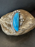 XL Blue Kingman Turquoise Ring Size 9 | Sterling Silver | Authentic Native American Handmade | 19403