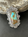 Navajo Green Turquoise Ring Size 11.5 | Sterling Silver | Authentic Native American Handmade | 19615