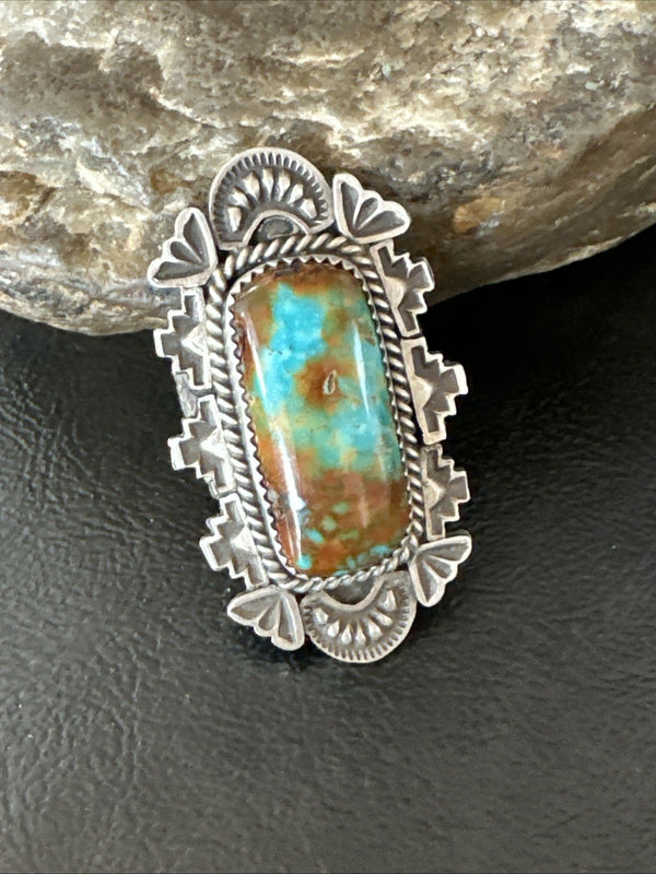 Navajo Green Turquoise Ring Size 11.5 | Sterling Silver | Authentic Native American Handmade | 19615