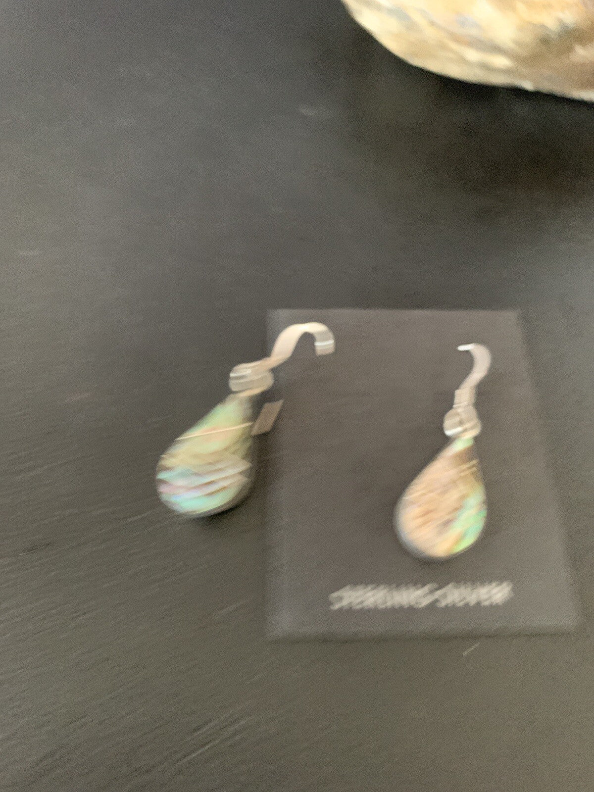 Native Pava Shell Minimalist Navajo Sterling Silver Inlay Earrings 1" 13073