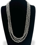 8mm Navajo Pearls 70"Single Strand Necklace | Sterling Silver | Authentic Native American Handmade