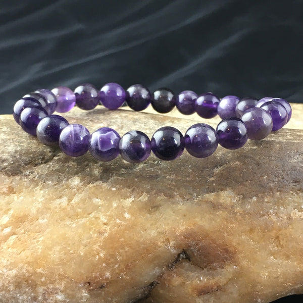 Purple Amethyst Navajo Stretch Elastic Bracelet 6.5" | Authentic Native American Handmade | 02002
