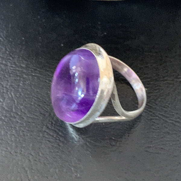 Navajo Purple Amethyst Ring Size 8.5 | Sterling Silver | Authentic Native American Handmade | 12943