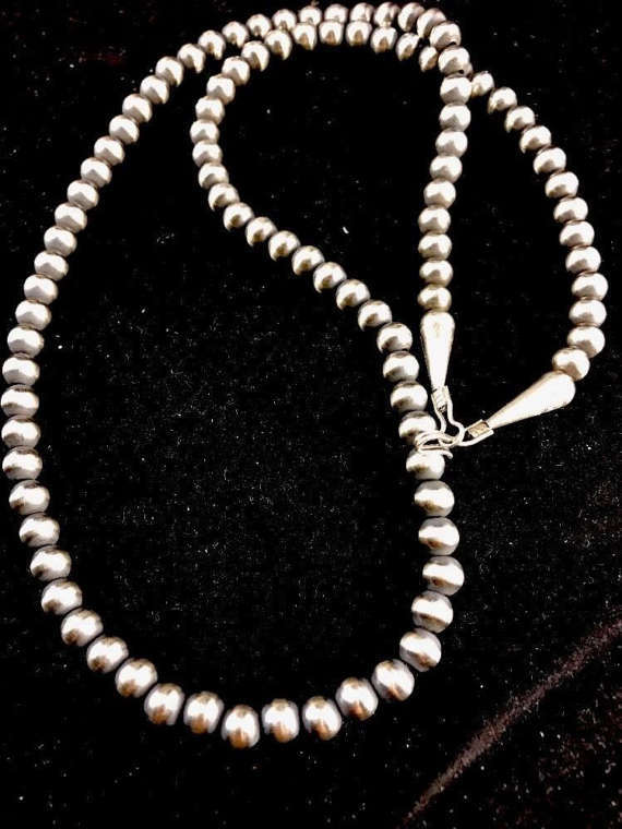 Navajo Pearls 3mm Bead Necklace 14"- 30" | Sterling Silver | Authentic Native American Handmade