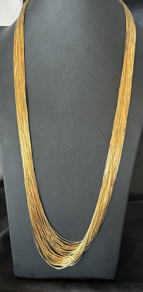 GoldFilled Heishi Tubes Bib 50 Strand 32"Liquid Necklace | Sterling Silver | Authentic Native American Handmade | 19757
