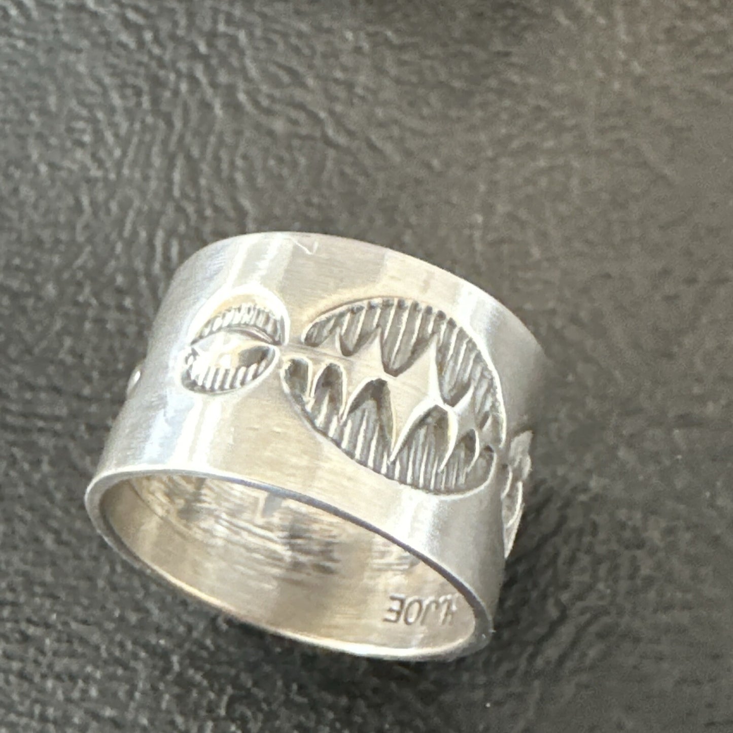 Mens Women Wedding Wide Band Navajo Stamped Sterling Silver Ring Size 7 17999