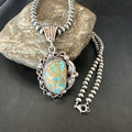 Women's Navajo Pearls Royston Turquoise Necklace Pendant | Sterling Silver | Authentic Native American Handmade | 19362