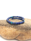 Lapis Turquoise Bead Navajo Bracelet | Sterling Silver | Authentic Native American Handmade | 03260