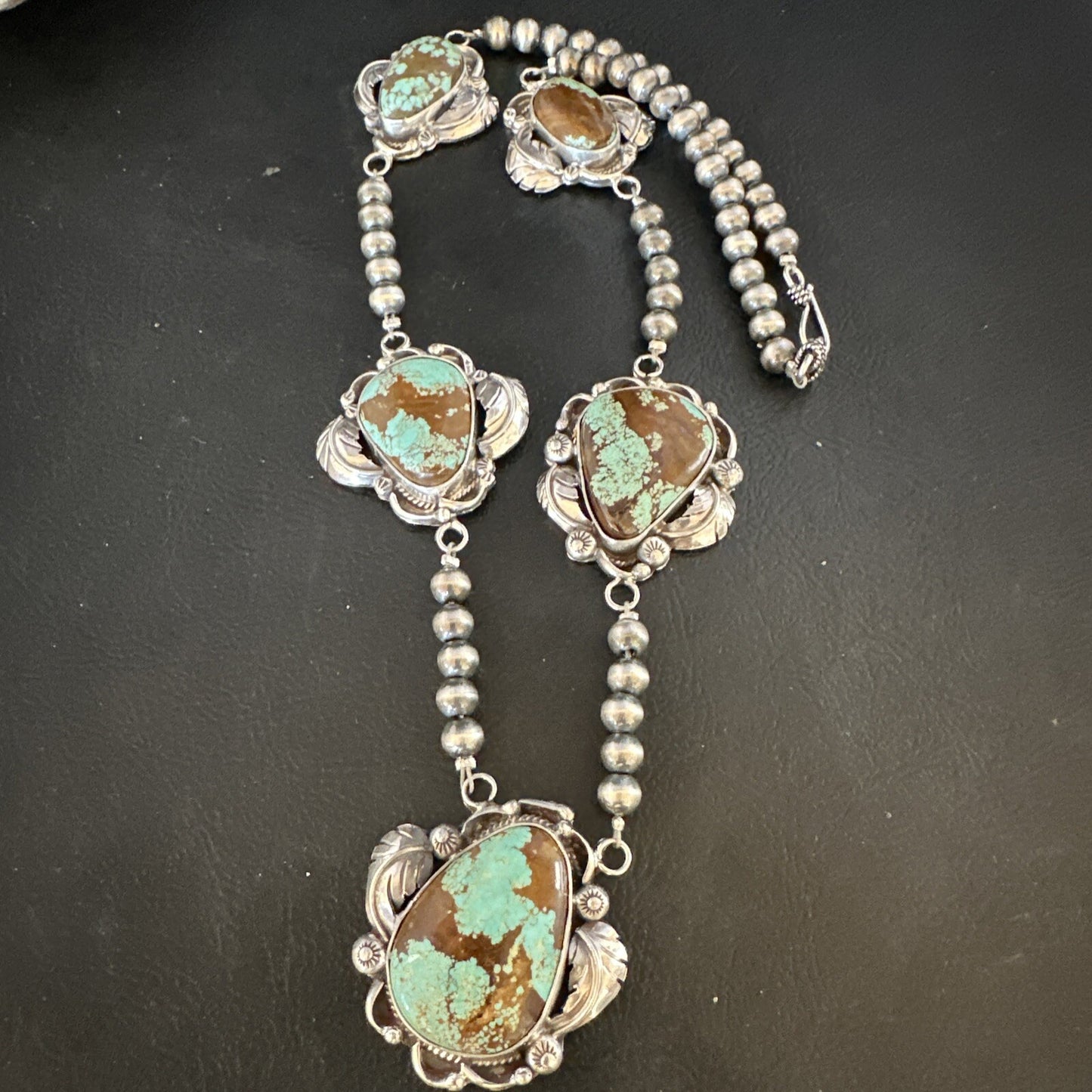 Blue Turquoise#8 Pendant Navajo Sterling Silver Necklace 16833
