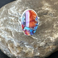 Blue Turquoise Spiny Oyster Southwestern Ring Size 8 | Sterling Silver | Authentic Native American Handmade | 18480