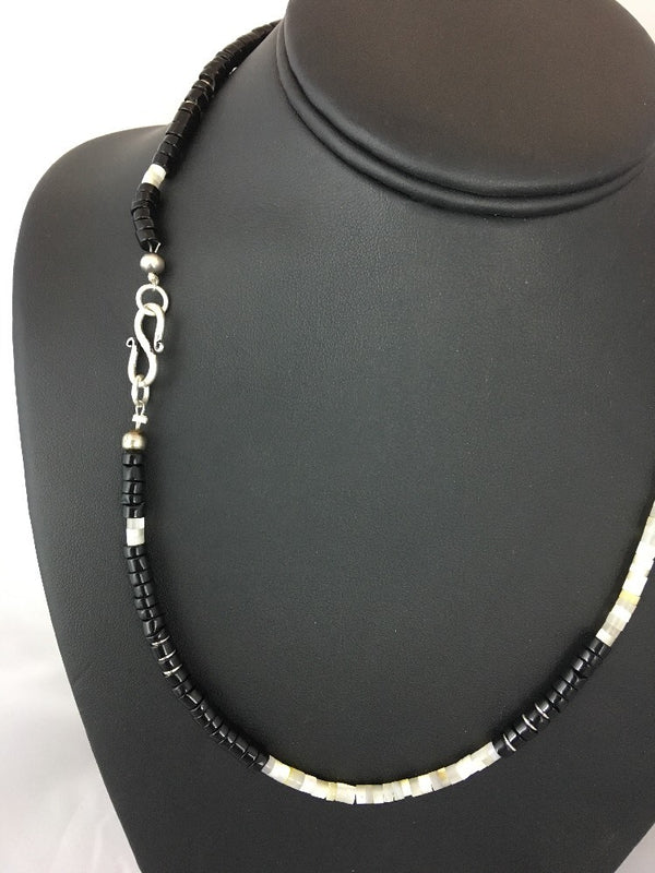 Handmade Black Onyx Men's Necklace | Sterling Silver | Authentic Native American Handmade | 10052