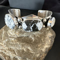 Men's Women's White Buffalo Turquoise Navajo Cuff Bracelet | Sterling Silver | Authentic Native American Handmade | 19503