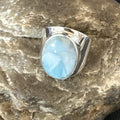 Women's Blue Larimar Navajo Ring Size 8 | Sterling Silver | Authentic Native American Handmade | 17671