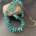 Navajo Kingman Turquoise Shell Necklace 26" | Sterling Silver | Authentic Native American Handmade | 11817