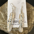 White Buffalo Turquoise Opal Handmade Feather Earrings | Sterling Silver | Authentic Native American Handmade | 18697