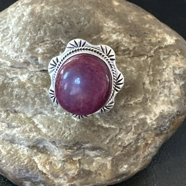 Women's Purple Spiny Oyster Navajo Ring Size 6 | Sterling Silver | Authentic Native American Handmade | 18626