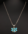 Turquoise Butterfly Pendant Southwestern Zuni Chain | Sterling Silver | Authentic Native American Handmade | 04777