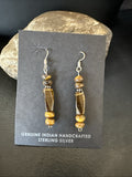 Brown Tigers Eye Southwestern Earrings | Sterling Silver | Authentic Native American Handmade | 18805