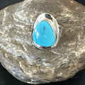 Women's Robin Egg Blue Kingman Turquoise Ring Size 9 | Sterling Silver | Authentic Native American Handmade | 17734