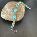 Women's Blue Turquoise Bead Southwestern Link Bracelet 8"17236A | Sterling Silver | Authentic Native American Handmade